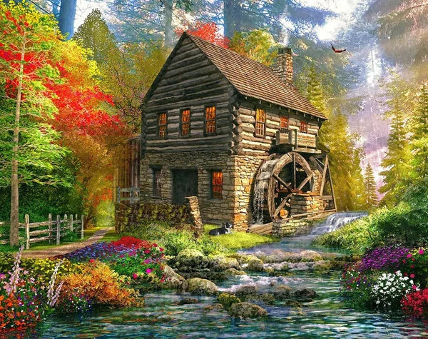 Mill Cottage, 1000 Piece Puzzle, by Springbok Puzzles.