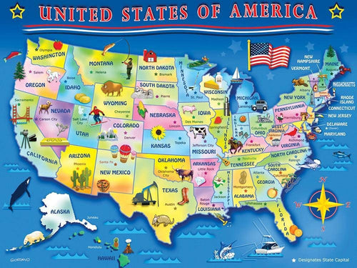 USA Map, 60 Piece Large Format Puzzle, by Springbok Puzzles.