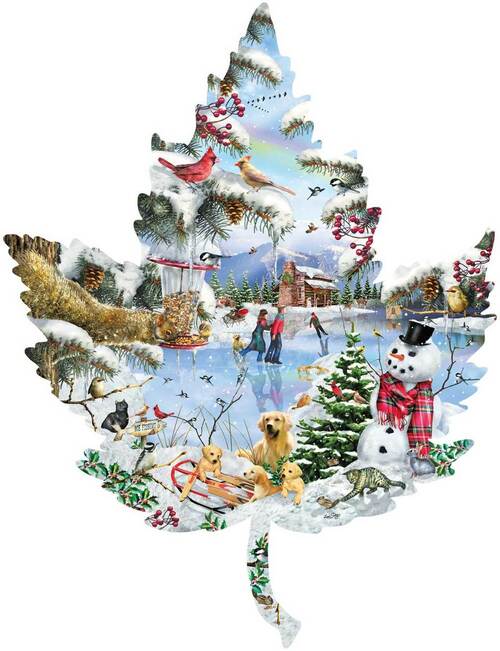 Winter on the Lake, Shaped 1000 + Piece Puzzle by SunsOut